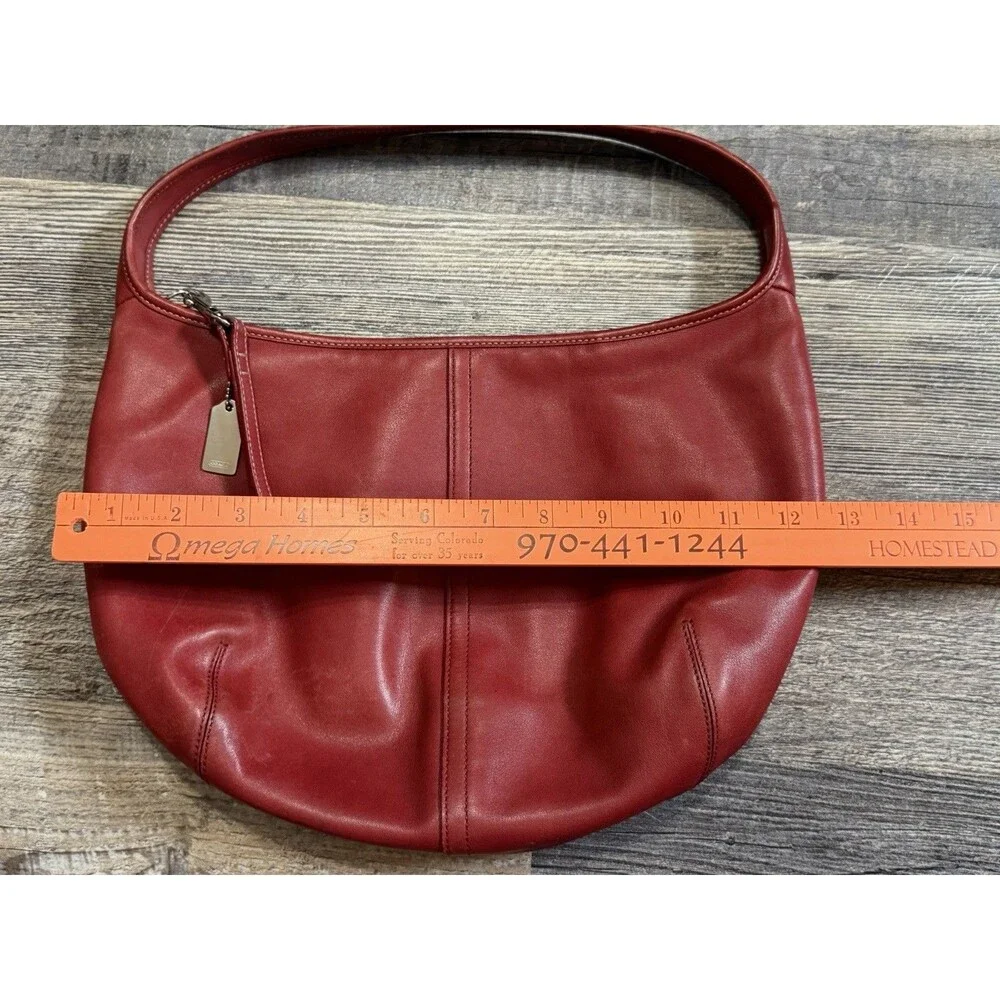Coach Ergo 9219 Red Leather Hobo Shoulder Bag Y2K Vintage Zip Purse